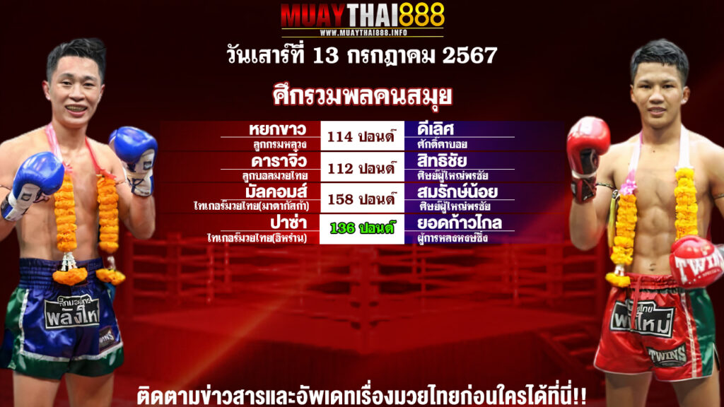 โปรแกรมมวย  ศึกรวมพลคนสมุย วันที่ 13 ก.ค. 67